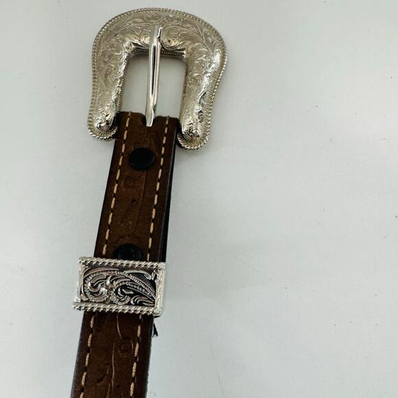 Vintage Western Boho Brown Silver Belt 1X  Fits 32-36 - Picture 4 of 7